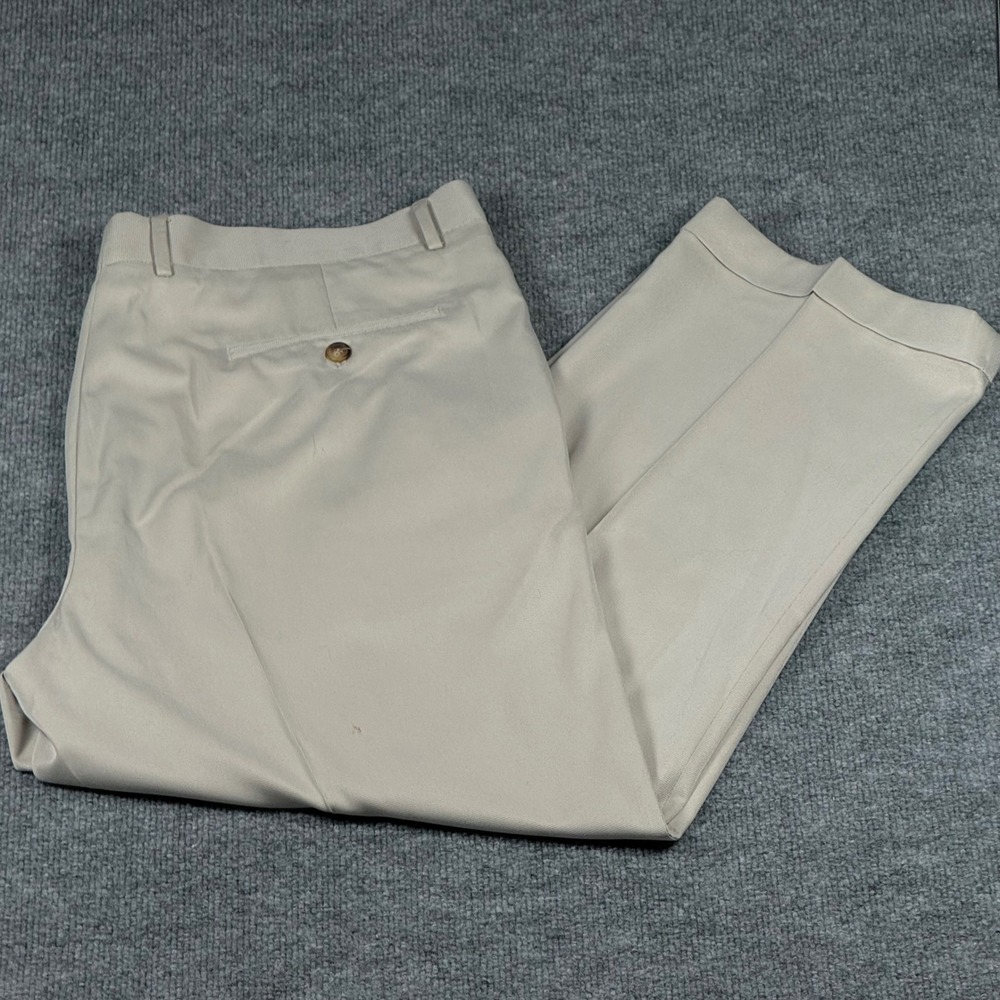 Greg Norman Pleated Lightweight Khaki Golf Pants 40x30 Microfiber Performance